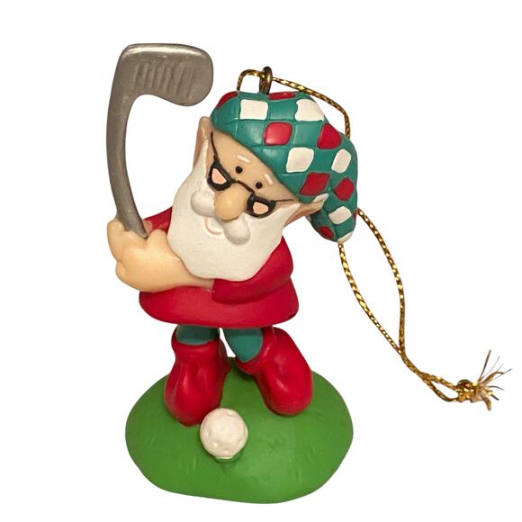 Vintage Avon Elves' Day Off Golf Christmas Ornament Resin/Plastic Blend - Picture 5 of 8